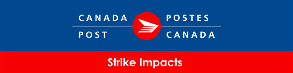 Canada Post logo with the words Strike Impacts